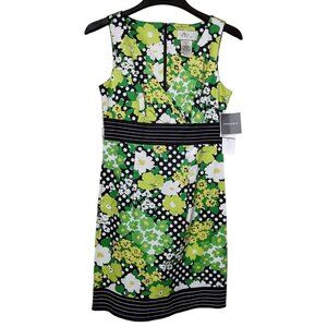 D By Ltd Womens Multicolor Floral Polka Dot Sleeveless Dress Back Zip Size 4 NWT